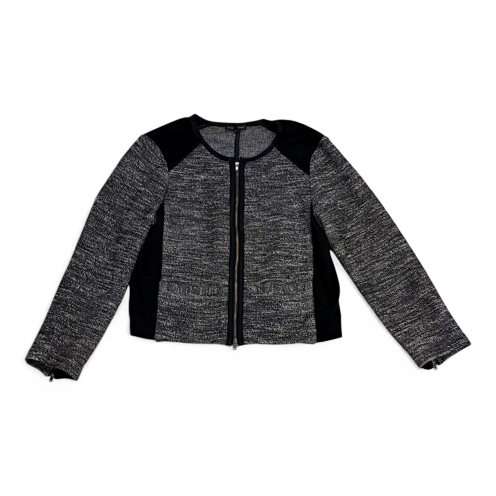 Eileen Fisher Zip-Front Tweed Knit Jacket Size L